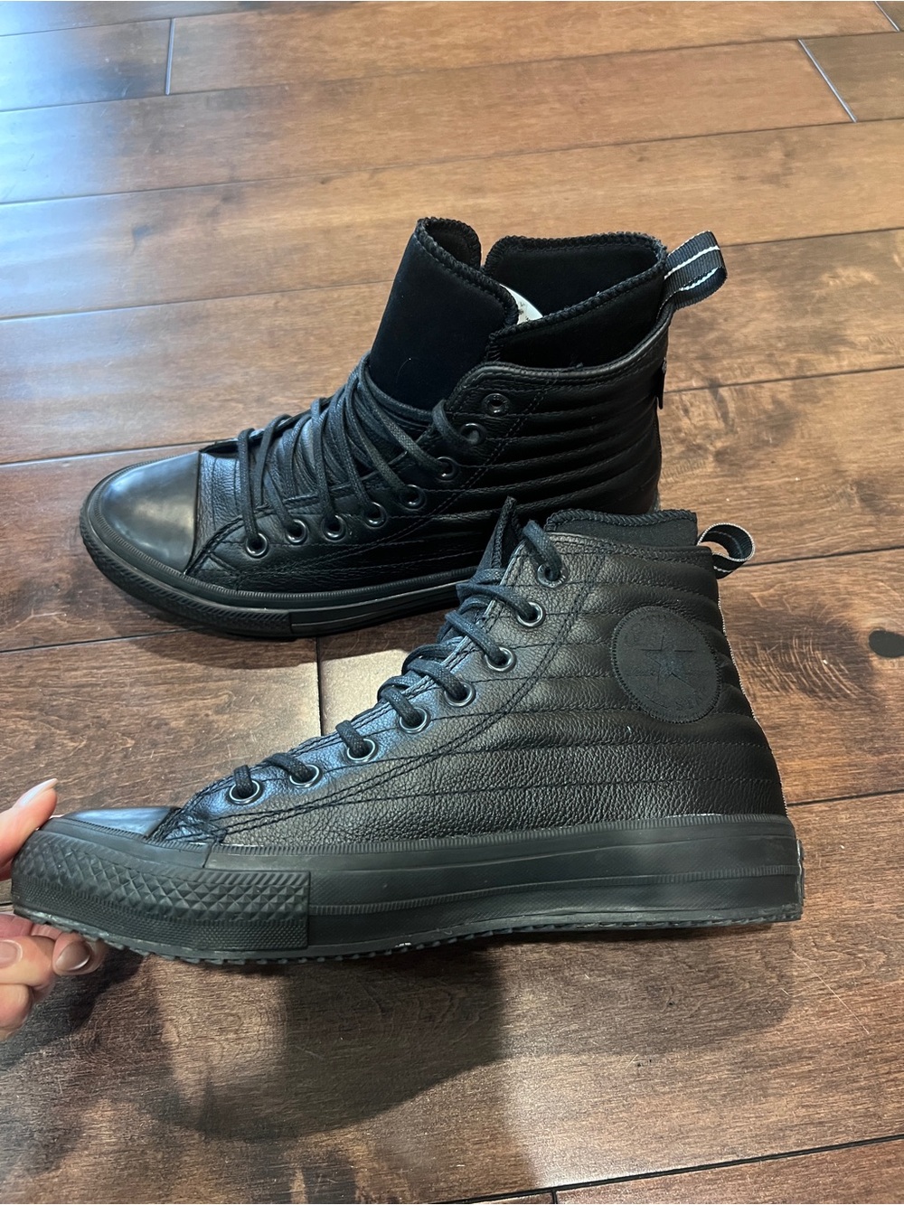 Converse All-Black High-Top Leather Waterproof Sneakers
